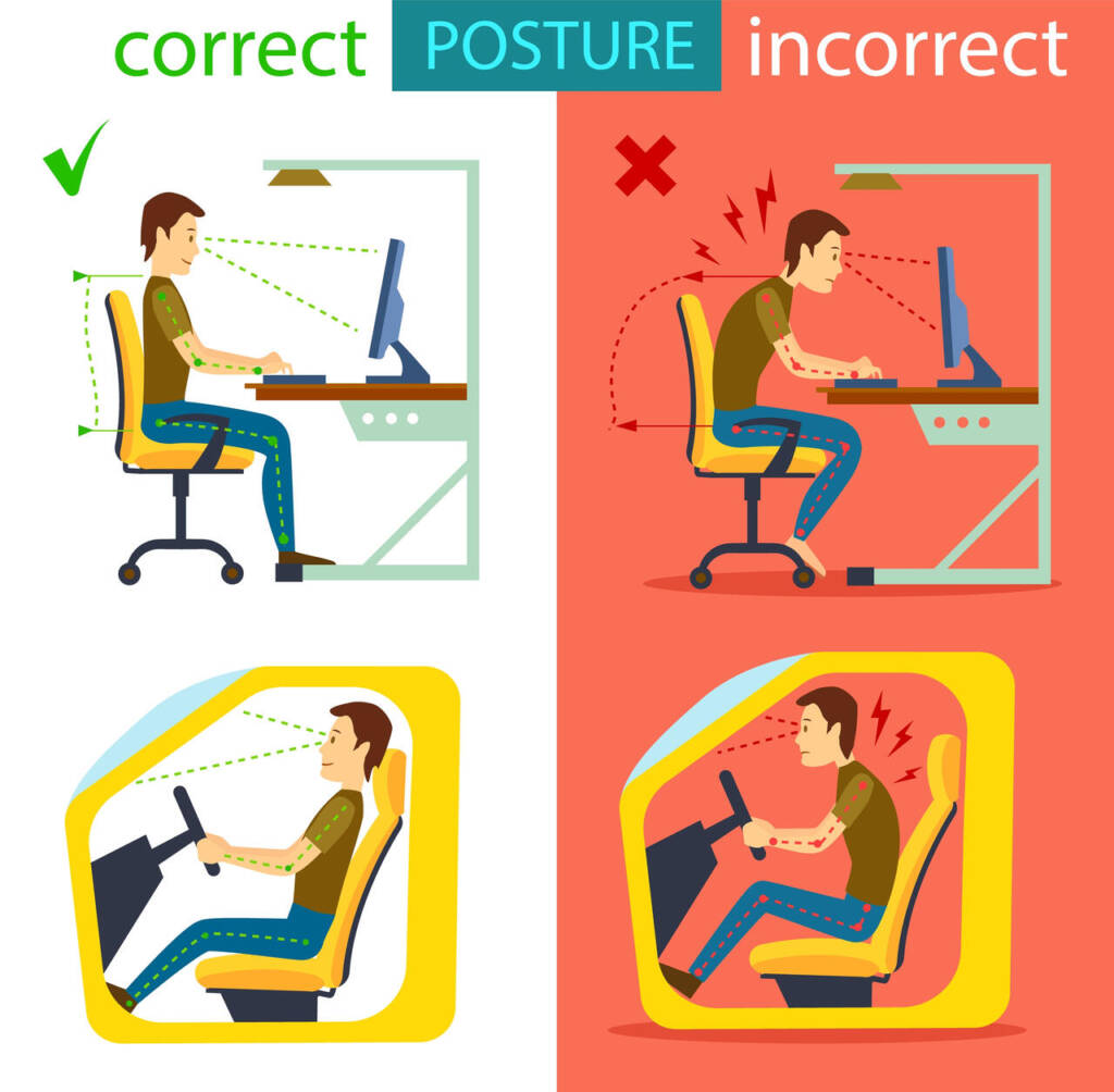 Man,Sitting,On,Chair,In,Correct,And,Incorrect,Posture.,Person